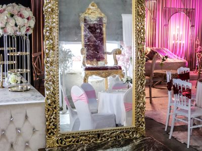 console et miroir or